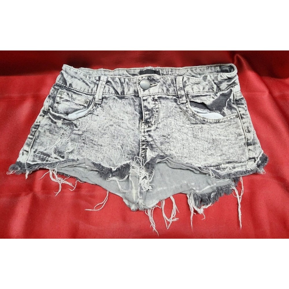 Joe Boxer Women Shorts Size 3 Black Ash Gray Charcoal Acid Wash Distressed Pants